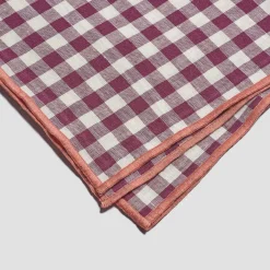 Berry Gingham 100% Linen Tablecloth