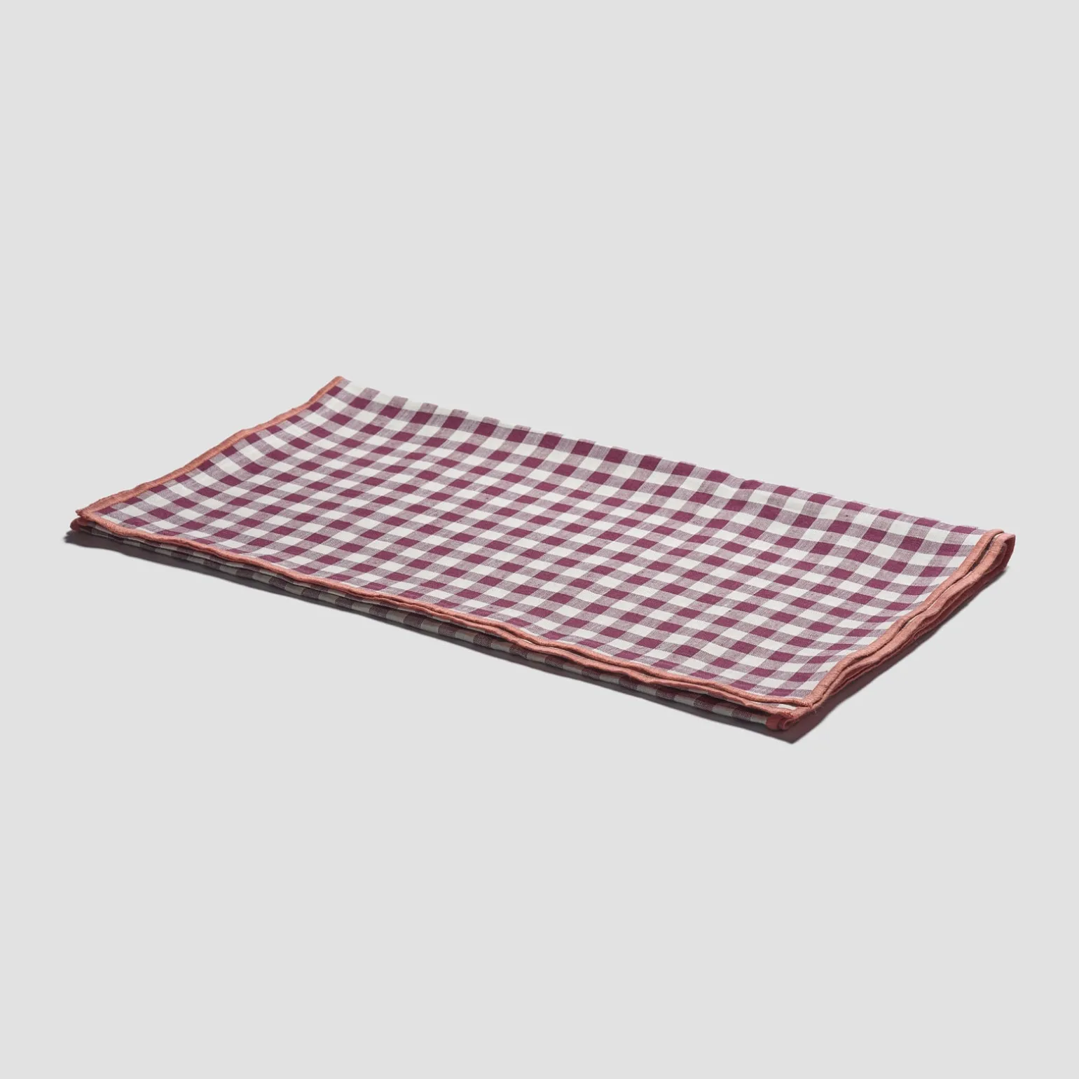 Berry Gingham Linen Table Runner