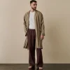 Blue & Porcini Striped Linen Robe