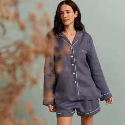 Blueberry Linen Pajama Shorts