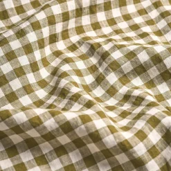Botanical Green Gingham Linen Blend Pillowcase (Pair)