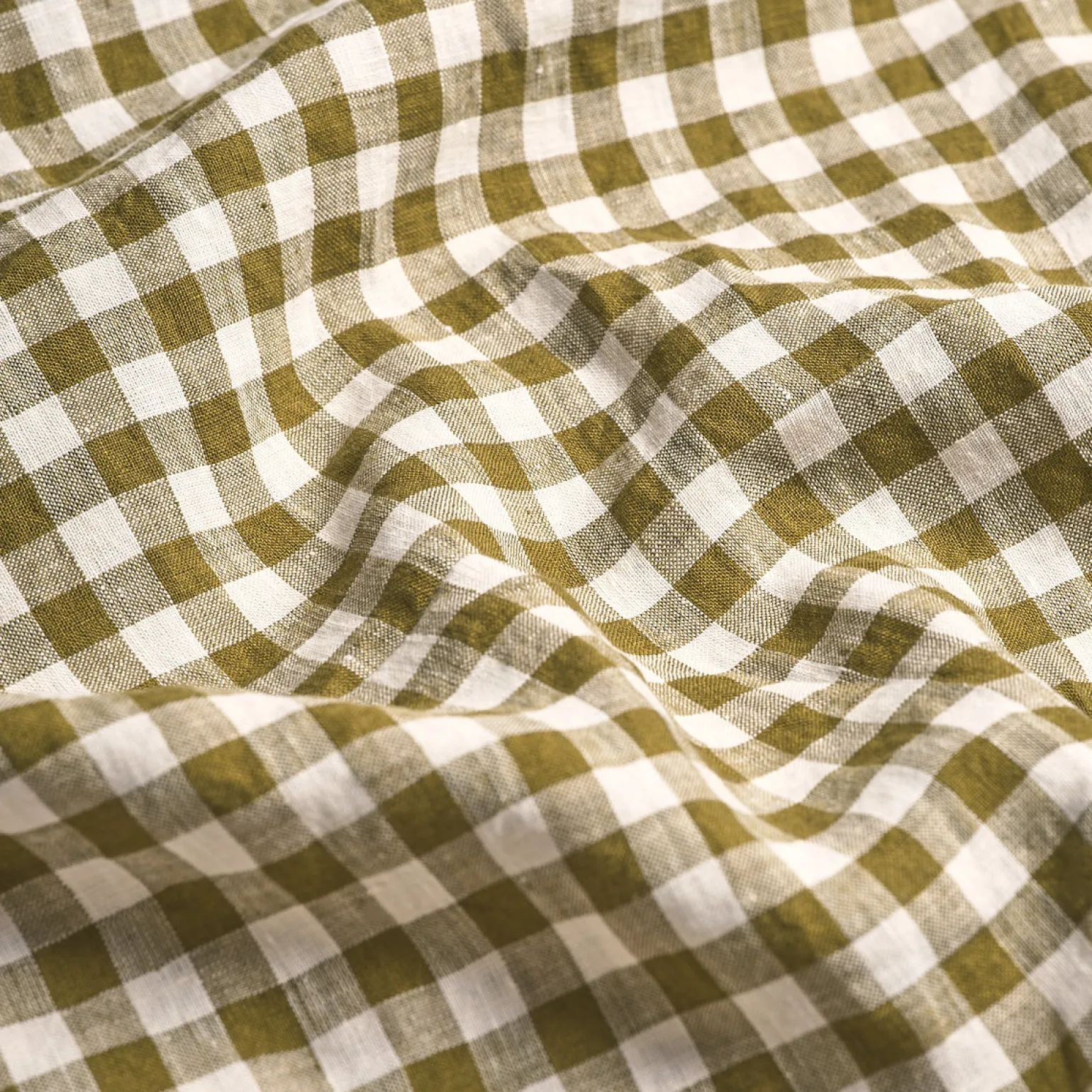 Botanical Green Gingham Linen Blend Fitted Sheet