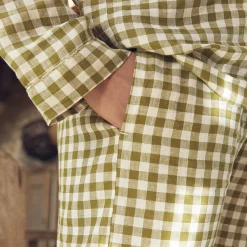 Botanical Green Gingham Linen Pajama Set