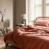 Burnt Orange Linen Blend Pillowcase (Pair)
