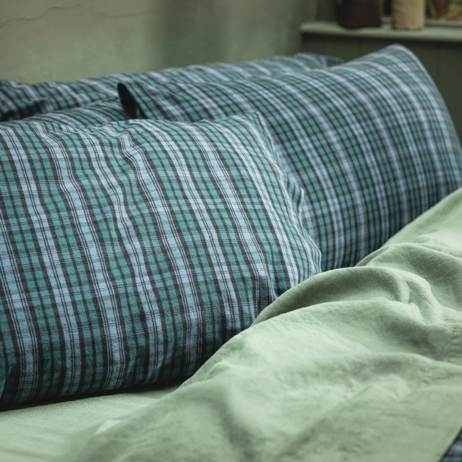 Canopy Heathcliff Plaid Flannel Cotton Pillowcase (Pair)