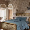 Cove Blue Washed Percale Cotton Flat Sheet