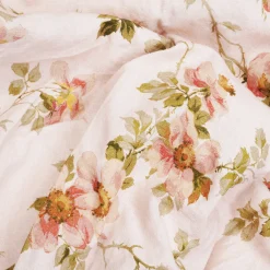 Cream Pastel Field Rose Linen Blend Fitted Sheet