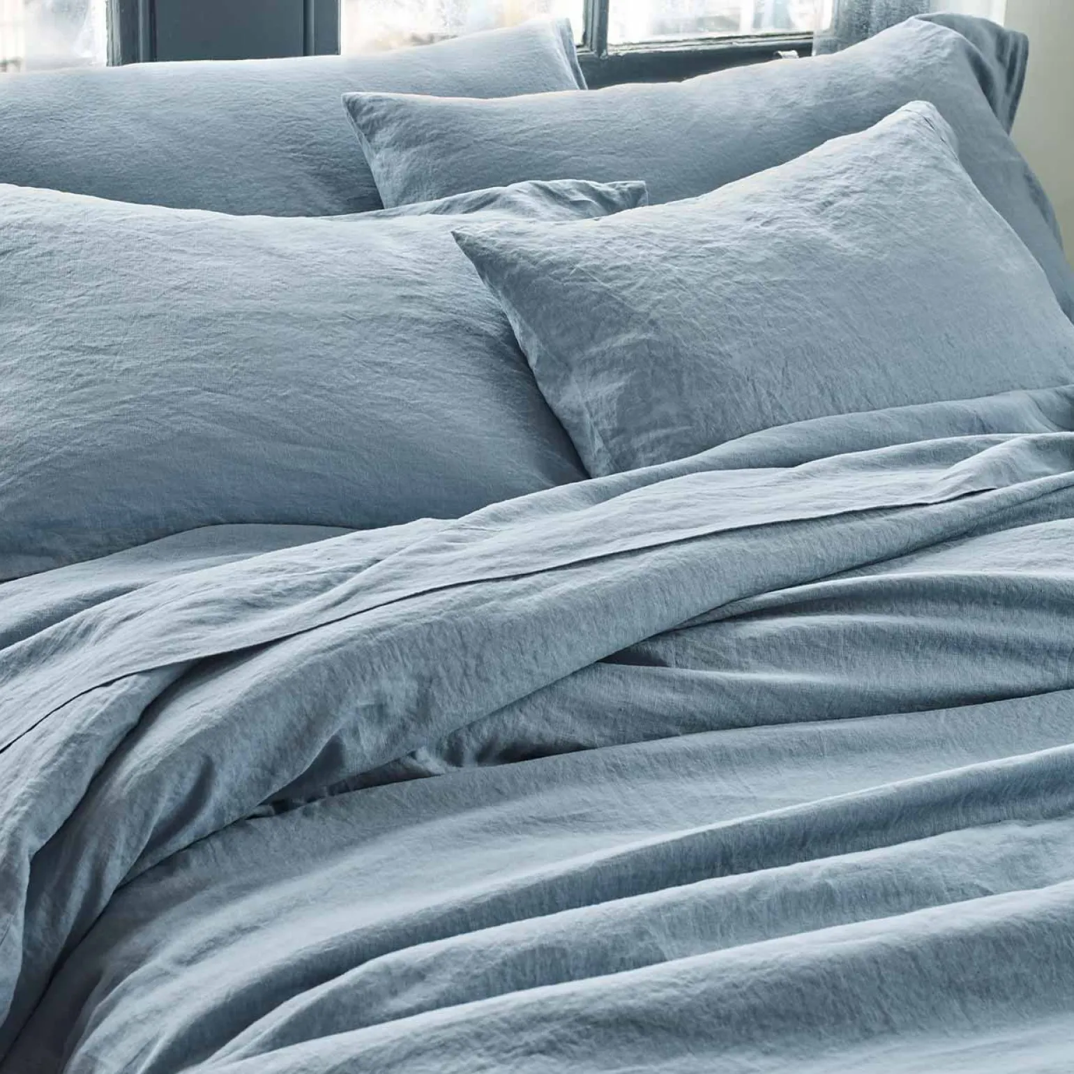 Dusk Blue 100% Linen Pillowcases (Pair)
