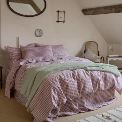 Elderberry Gingham Linen Blend Duvet Cover