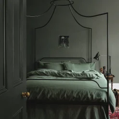 Elm Green Linen Blend Fitted Sheet