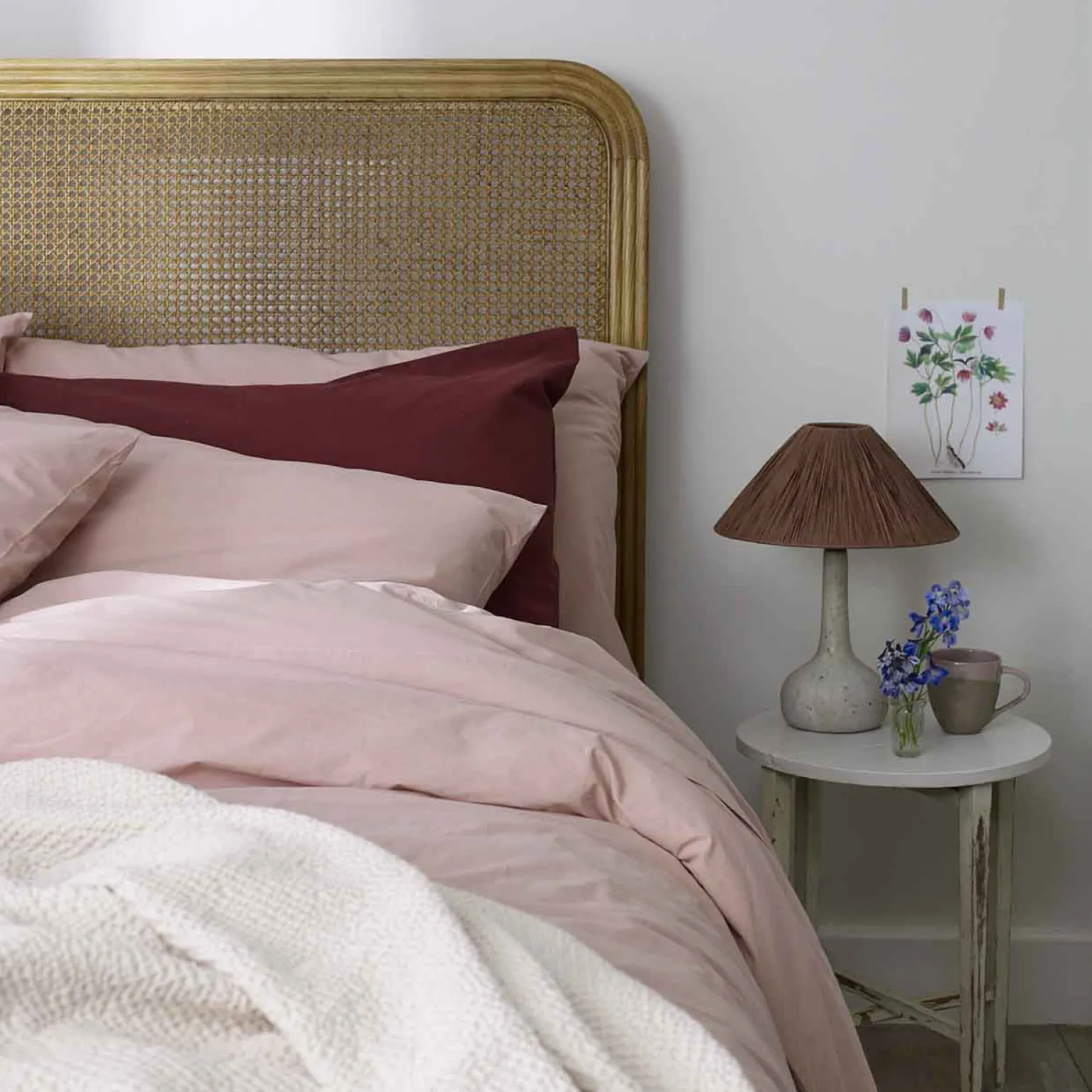 French Rose Washed Cotton Percale Pillowcases (Pair)