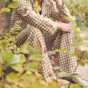 Men's Botanical Green Gingham Linen Pajama Pants