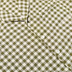 Men's Botanical Green Gingham Linen Pajama Set