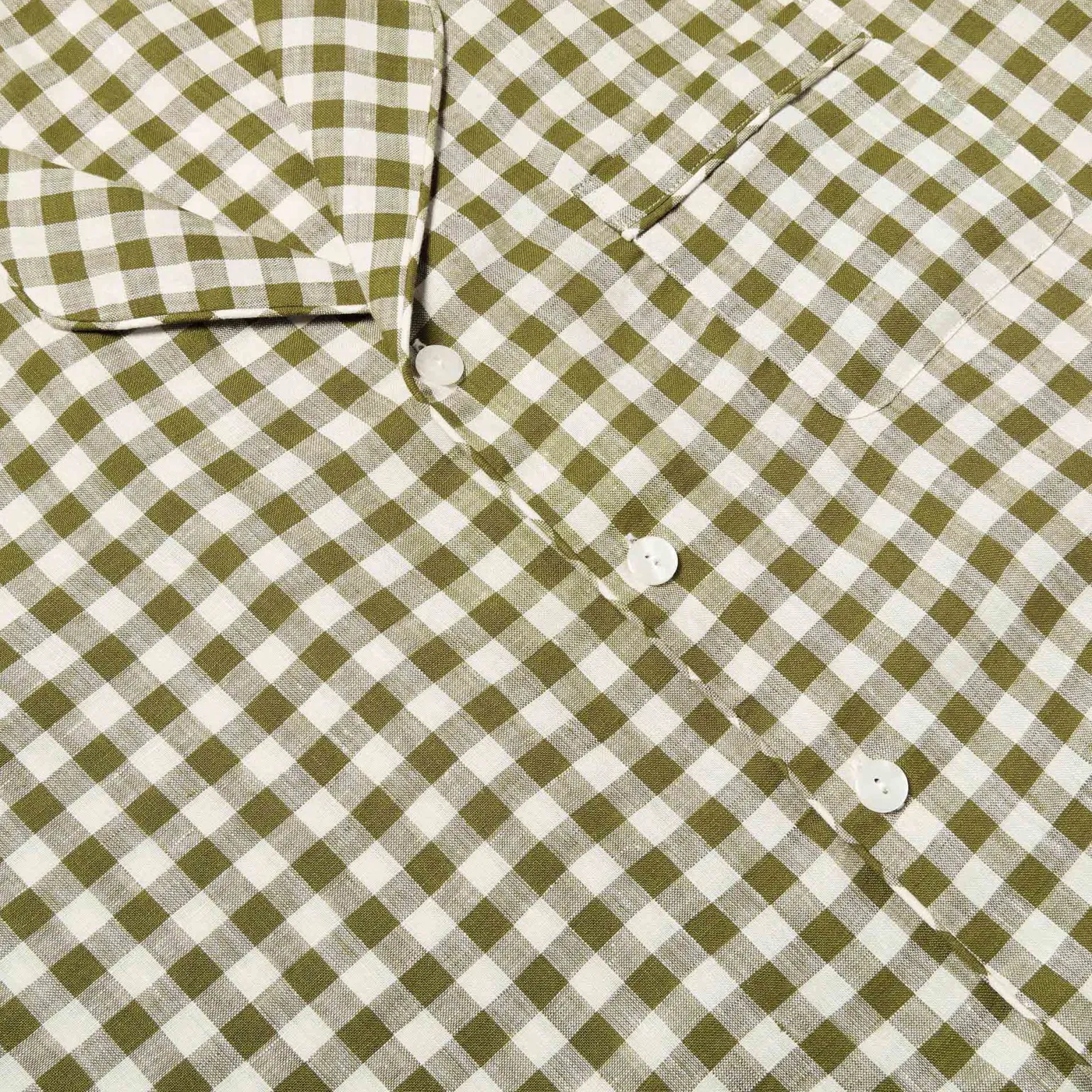 Men's Botanical Green Gingham Linen Pajama Set