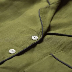 Moss Plain Linen Pajama Shorts Set
