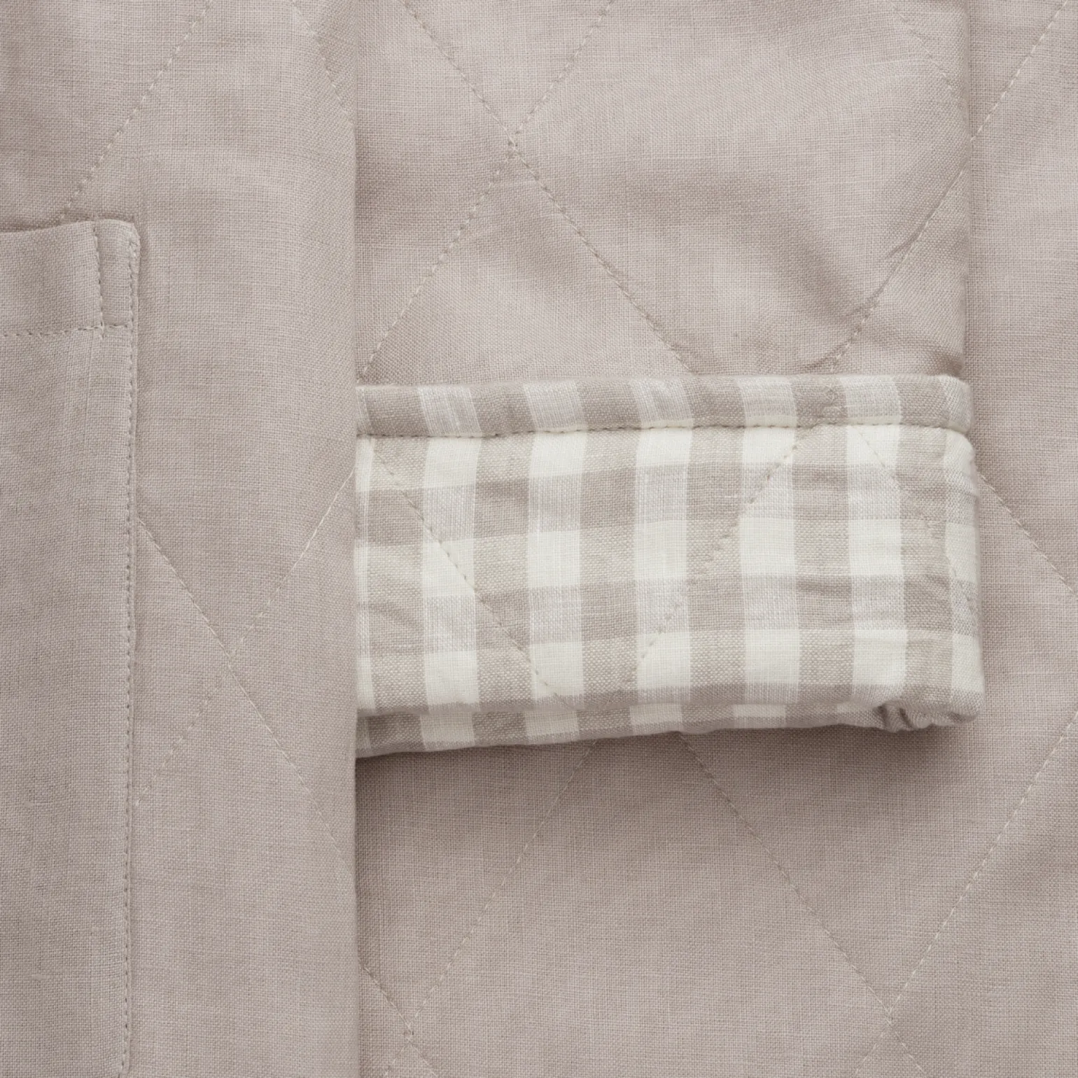 Mushroom Gingham Linen Housecoat