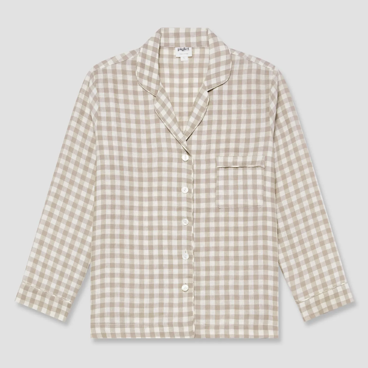 Mushroom Gingham Pajama Shirt