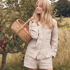 Mushroom Gingham Pajama Shirt