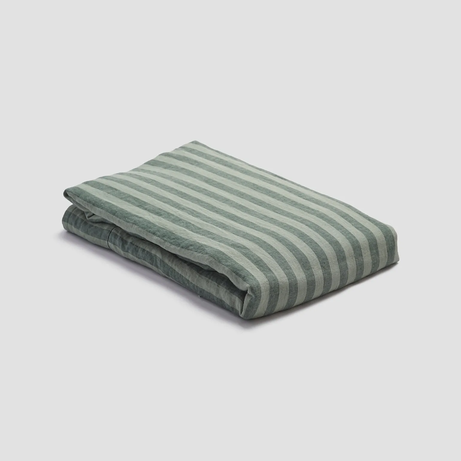 Pine Green Stripe 100% Linen Flat Sheet