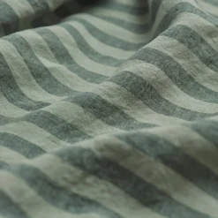Pine Green Stripe 100% Linen Fitted Sheet