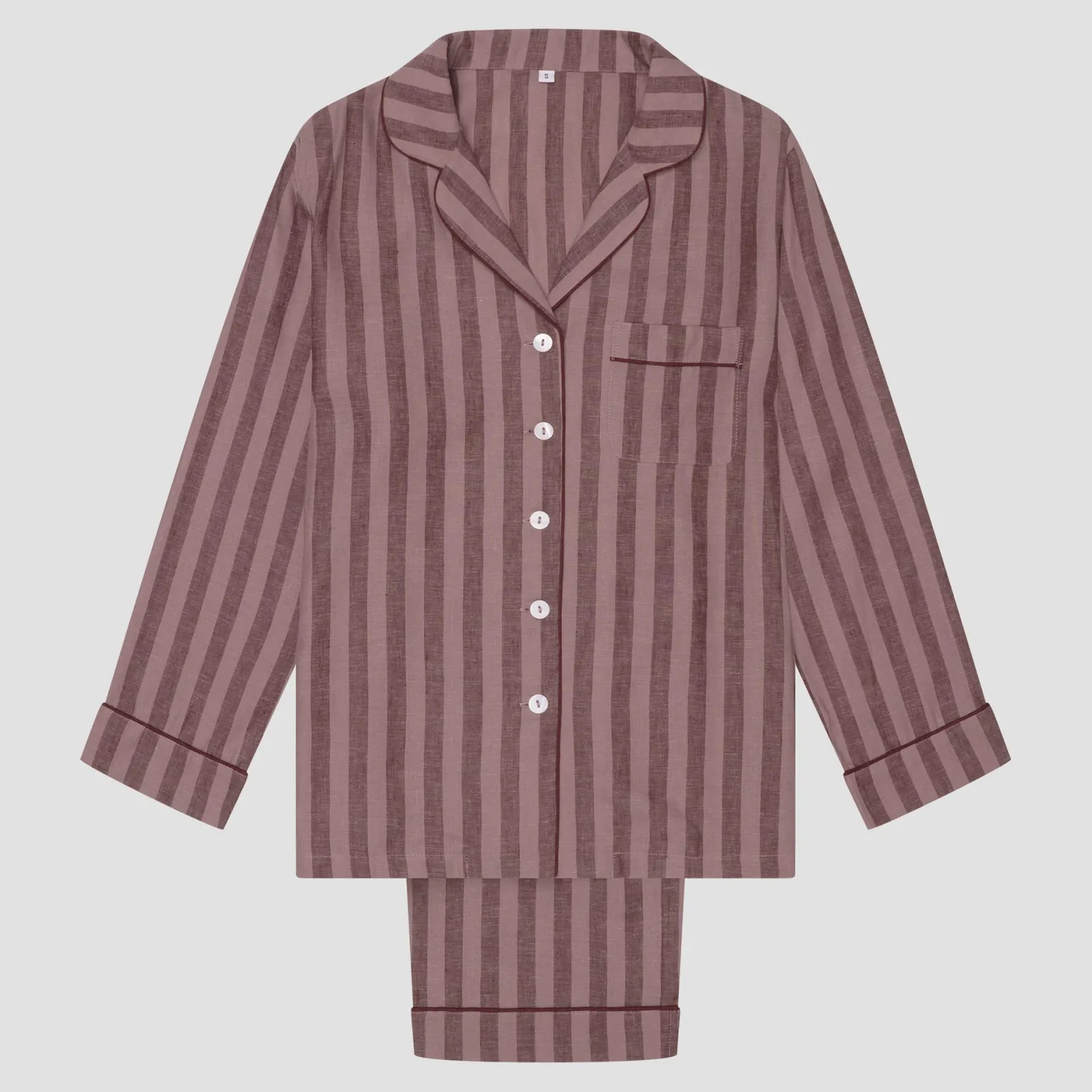 Port & Woodrose Striped Linen Pajama Set