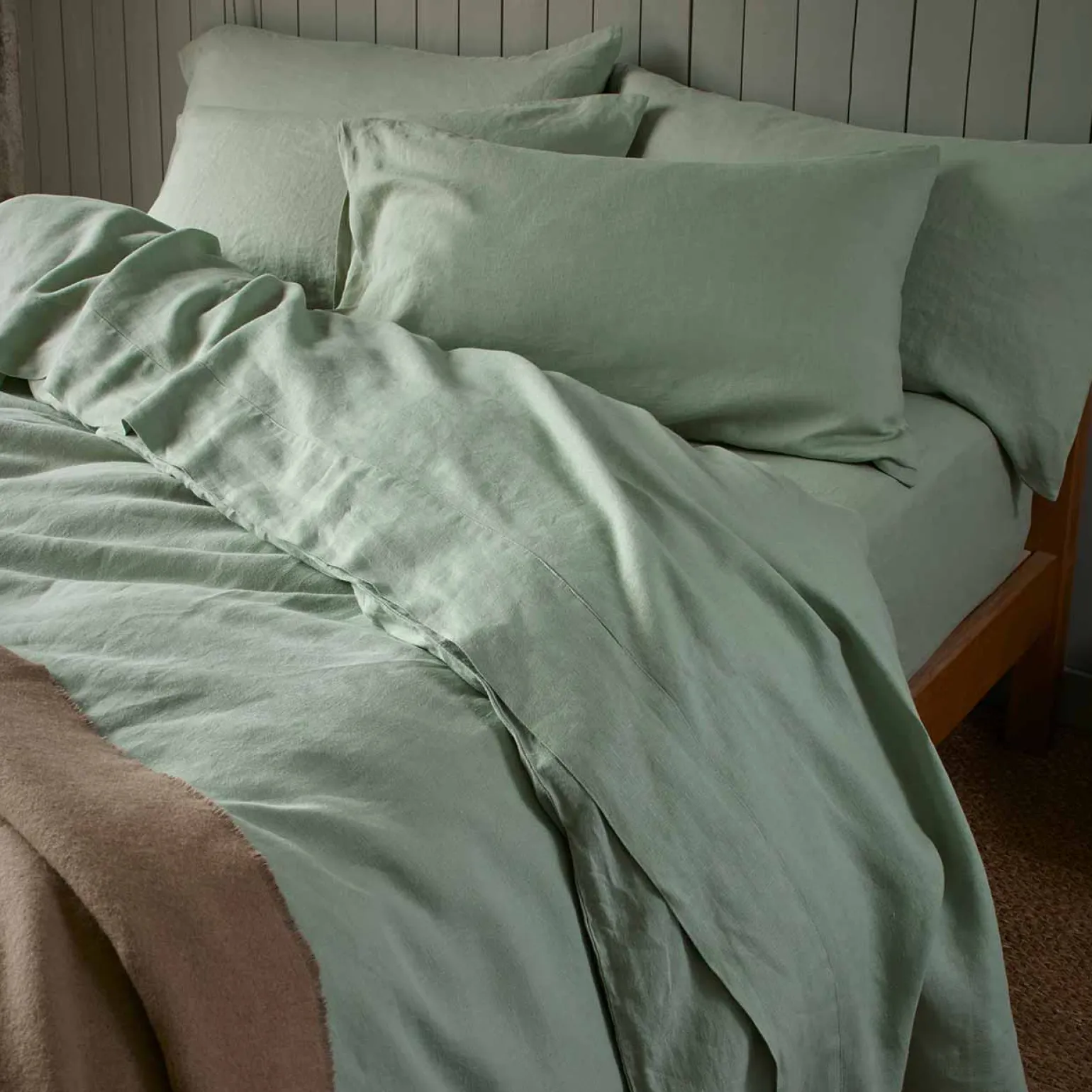 Sage Green 100% Linen Flat Sheet