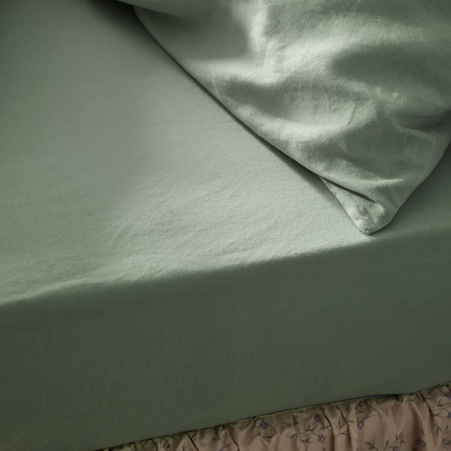 Sage Green Linen Blend Fitted Sheet