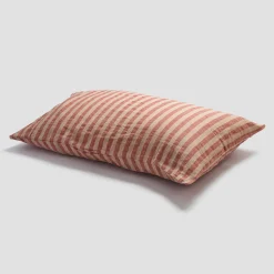 Sandstone Red Pembroke Stripe Linen Blend Pillowcase (Pair)