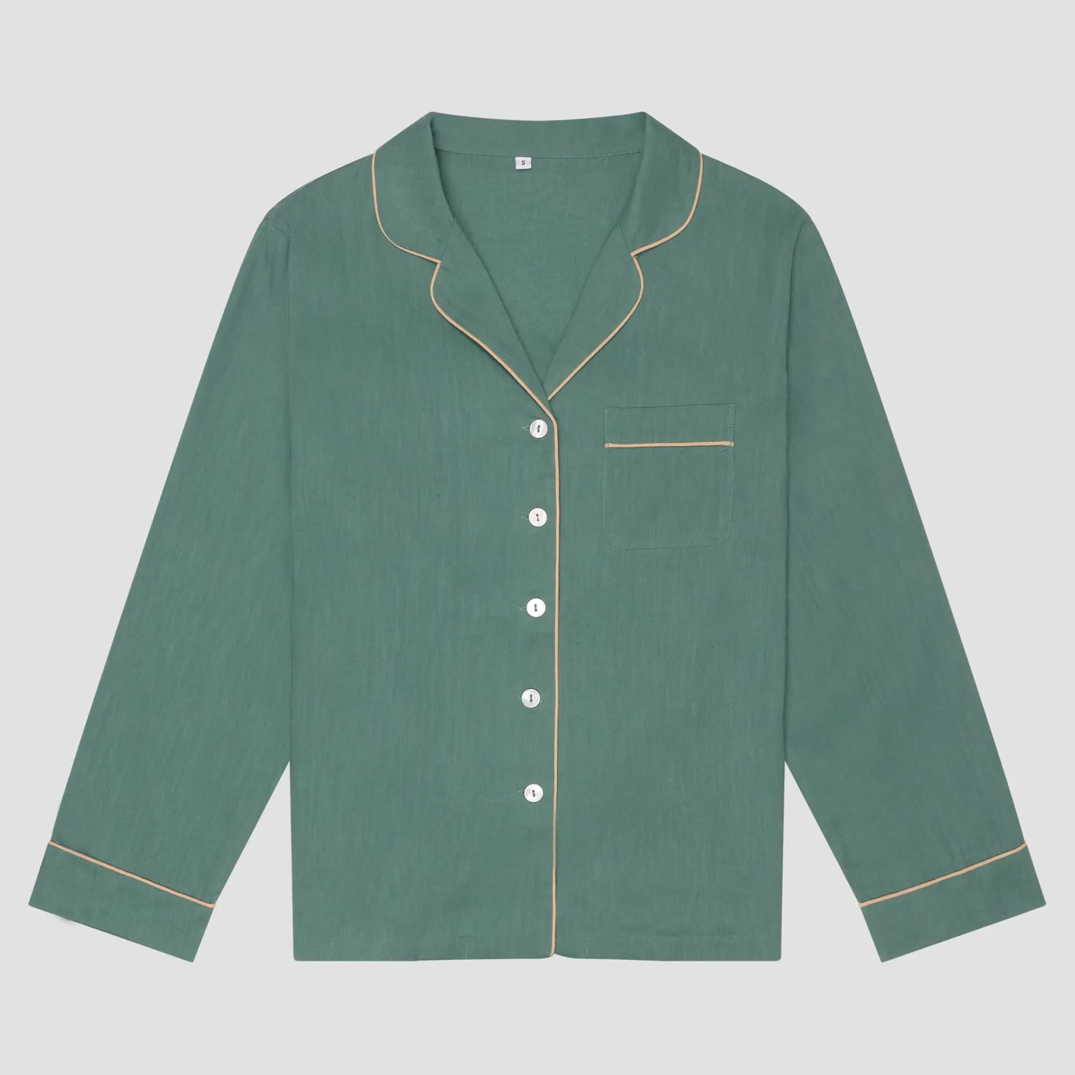 Tranquil Green Linen Pajama Shirt