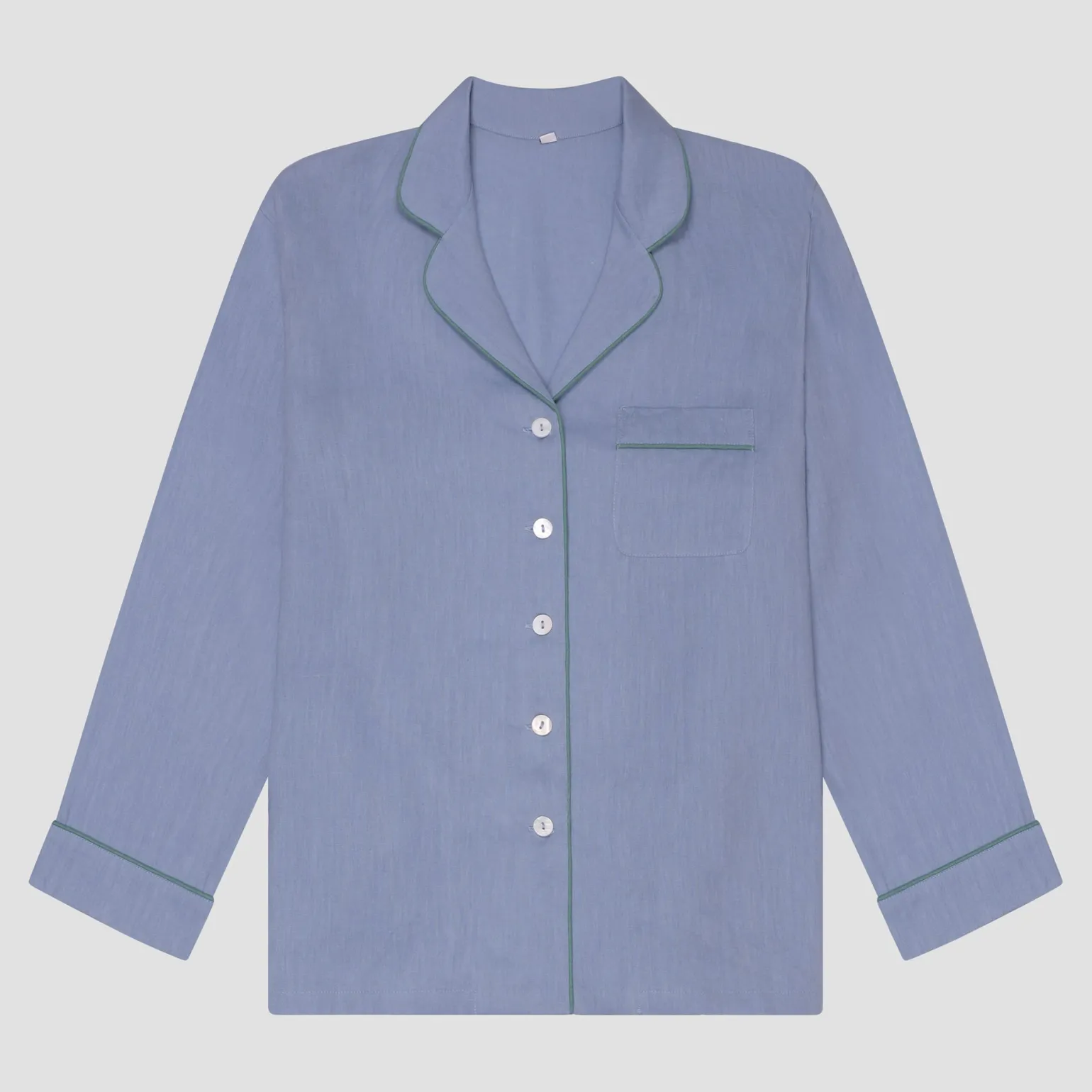 Wave Blue Linen Pajama Shirt