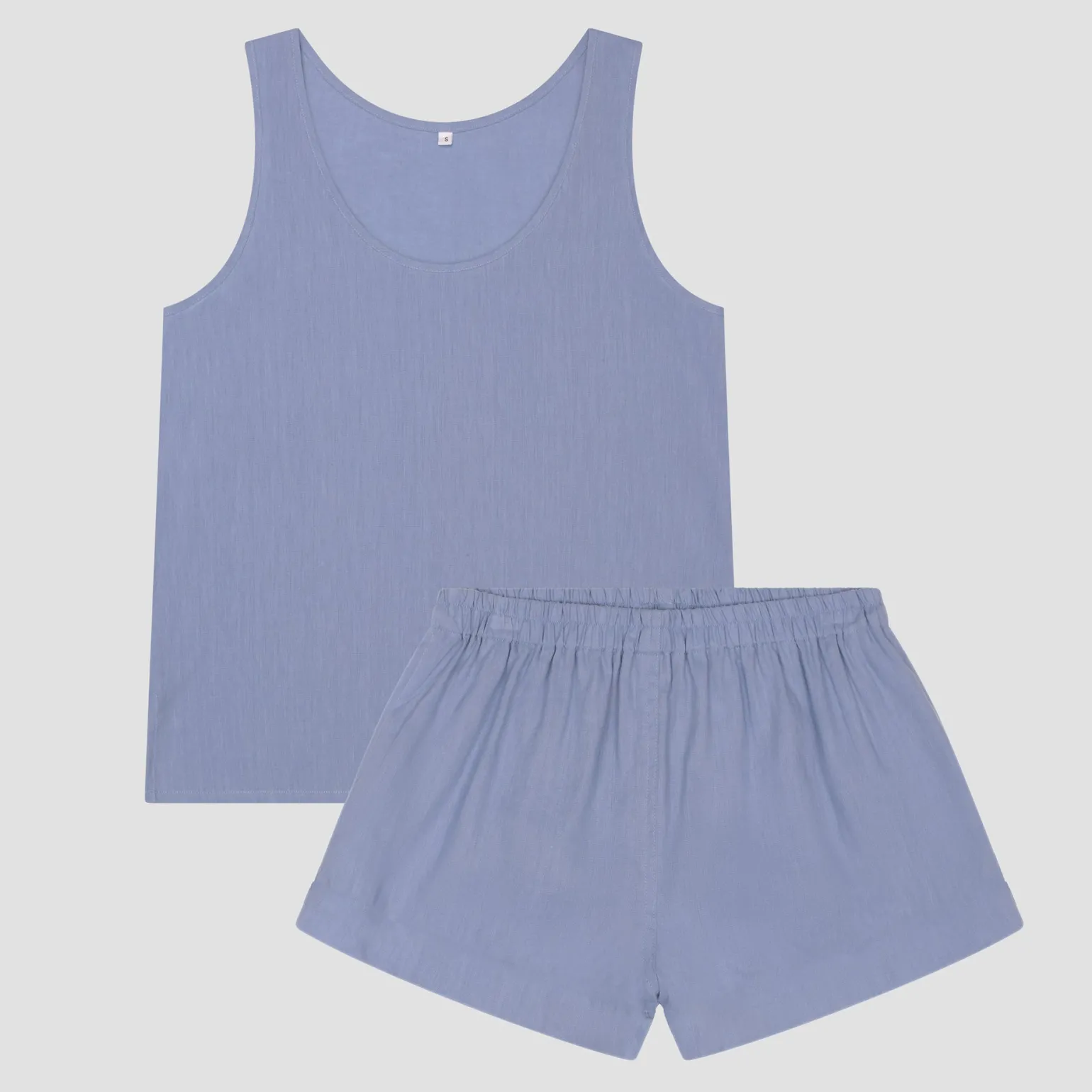Wave Blue Linen Tencel Cami Set
