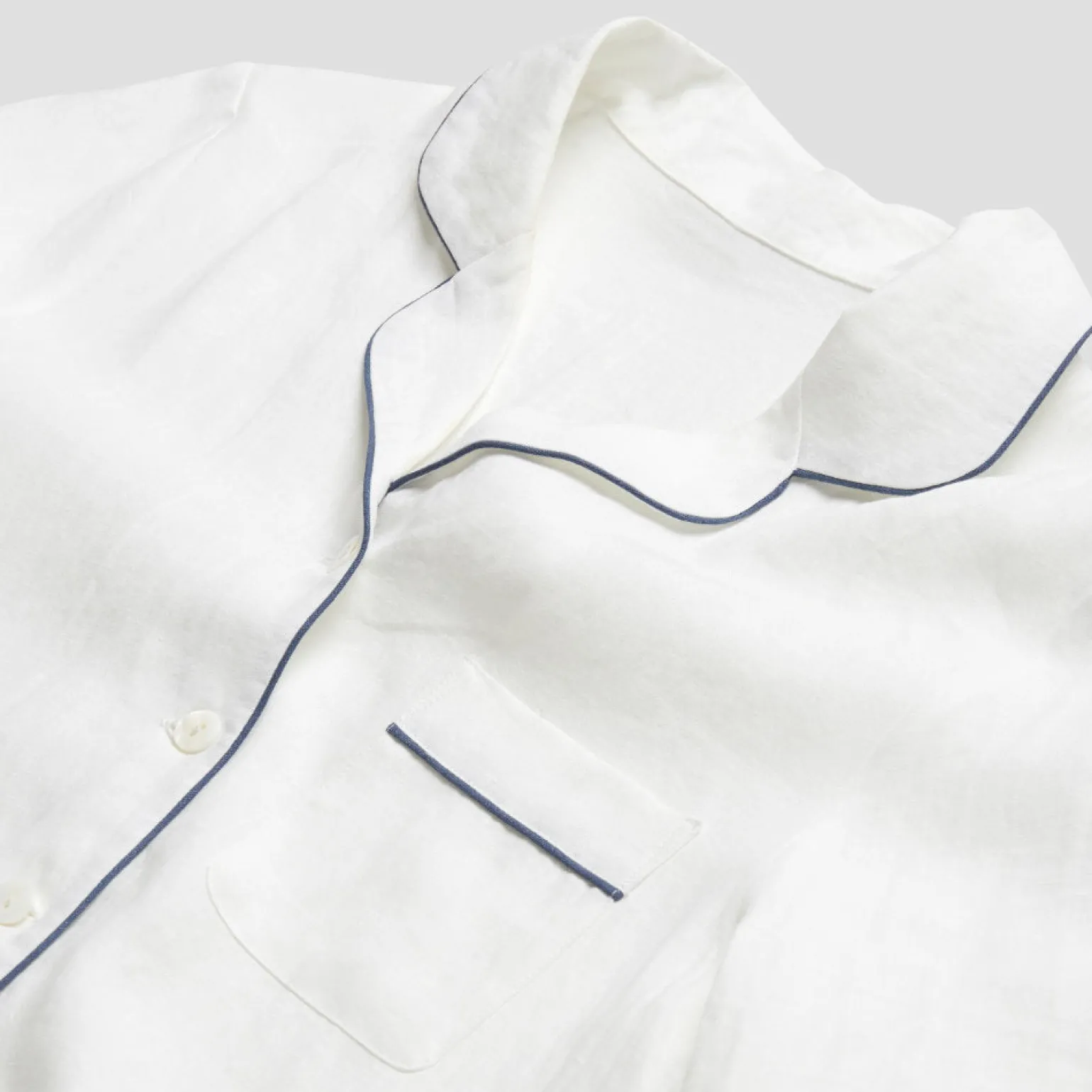 White Linen Pajama Shirt (Top Only)